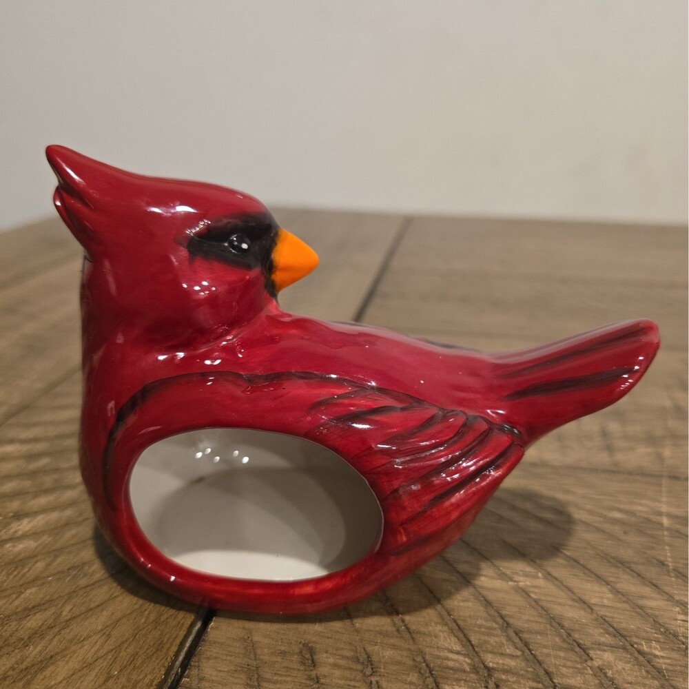 Ceramic Cardinal Red Bird Sponge Holder Cracker Barrel Susan Winget